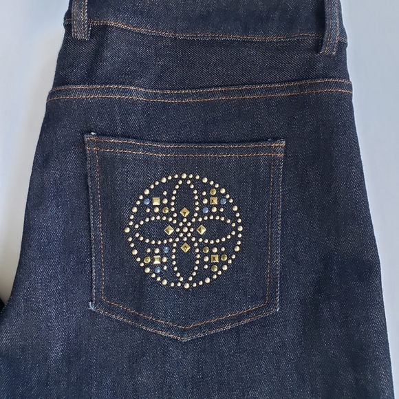 St. John Denim - ST. JOHN Dark Blue Studded Pocket Jeans Size 8